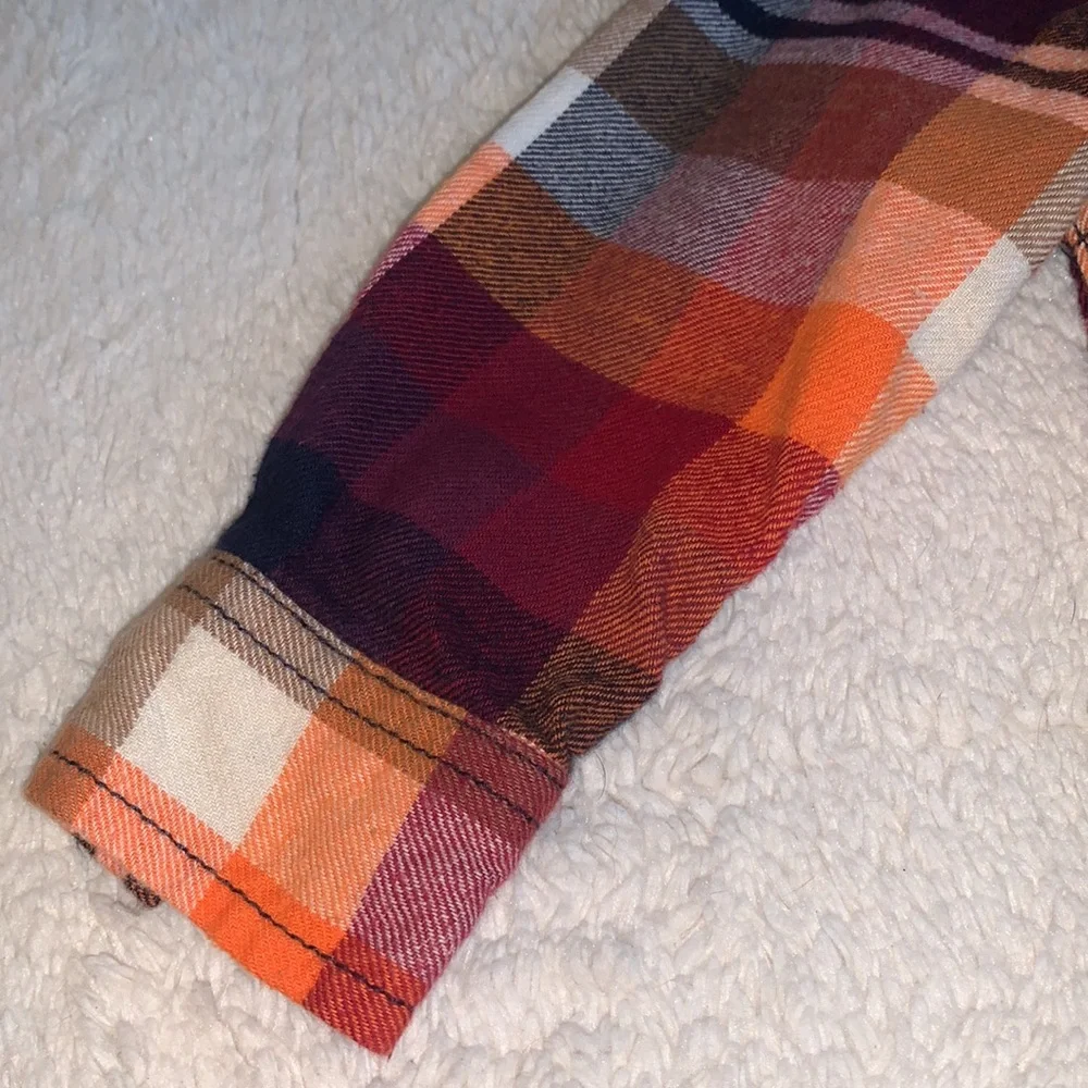 Gymboree Orange Plaid Flannel Shirt 12-18M EUC Baby Boy